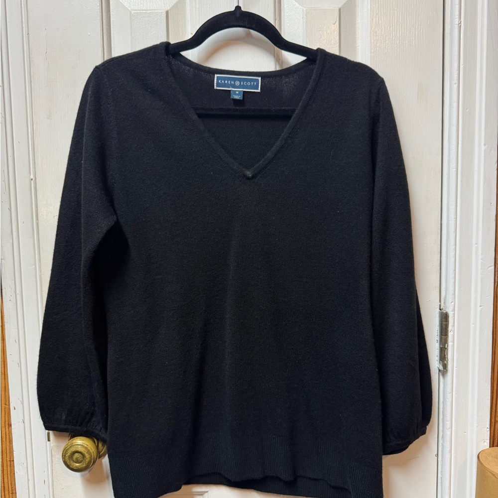 Karen Scott Charcoal Knit Top
